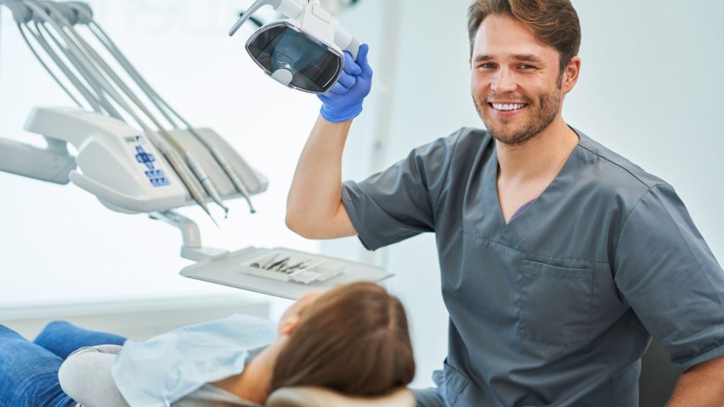 smiling dentist photo in a clinic